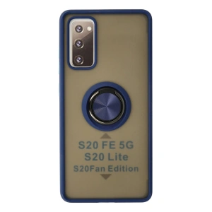 Samsung Galaxy S20 Fe Kılıf Montreal Yüzüklü Silikon Kapak - Lacivert