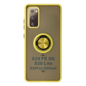 Samsung Galaxy S20 Fe Kılıf Montreal Yüzüklü Silikon Kapak - Sarı