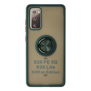 Samsung Galaxy S20 Fe Kılıf Montreal Yüzüklü Silikon Kapak - Yeşil