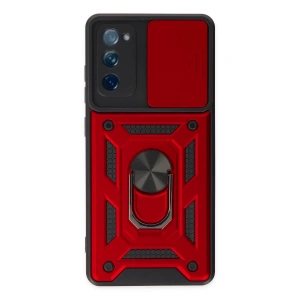 Samsung Galaxy S20 Fe Kılıf Pars Lens Yüzüklü Silikon - Kırmızı