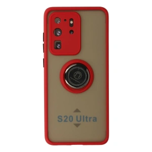 Samsung Galaxy S20 Ultra Kılıf Montreal Yüzüklü Silikon Kapak - Kırmızı
