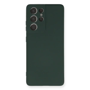 Samsung Galaxy S21 Ultra Kılıf Nano İçi Kadife Silikon - Koyu Yeşil