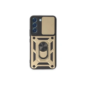 Samsung Galaxy S23 Fe Kılıf Pars Lens Yüzüklü Silikon - Gold