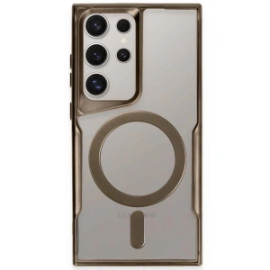 Samsung Galaxy S23 Ultra Kılıf Boyi Magsafe Silikon Kapak - Kahverengi