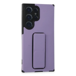 Samsung Galaxy S23 Ultra Kılıf Mega Standlı Silikon - Lila