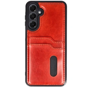 Samsung Galaxy S24 Fe Kılıf Sara Kartvizitli Deri Kılıf - Kırmızı