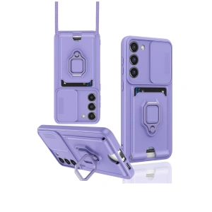 Samsung Galaxy S24 Plus Kılıf Zuma Kartvizitli Yüzüklü Silikon - Lila