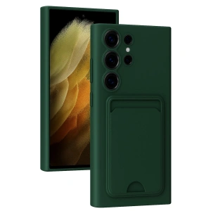 Samsung Galaxy S24 Ultra Kılıf Kelvin Kartvizitli Silikon - Koyu Yeşil