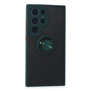 Samsung Galaxy S24 Ultra Kılıf Montreal Yüzüklü Silikon Kapak - Yeşil