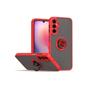 Samsung Galaxy S25 Kılıf Montreal Yüzüklü Silikon Kapak - Kırmızı