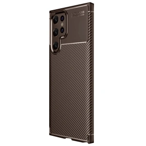 Samsung Galaxy S25 Ultra Kılıf Auto Focus Karbon Kapak - Kahverengi