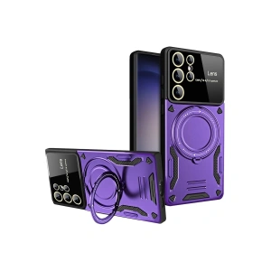 Samsung Galaxy S25 Ultra Kılıf Joy Lens Standlı Kapak - Mor