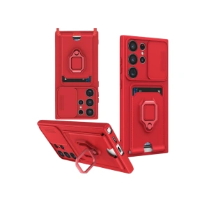 Samsung Galaxy S25 Ultra Kılıf Zuma Kartvizitli Yüzüklü Silikon - Kırmızı