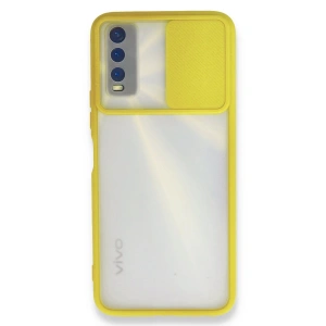 Vivo Y11s Kılıf Palm Buzlu Kamera Sürgülü Silikon - Sarı
