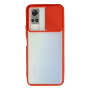 Vivo Y53s Kılıf Palm Buzlu Kamera Sürgülü Silikon - Kırmızı