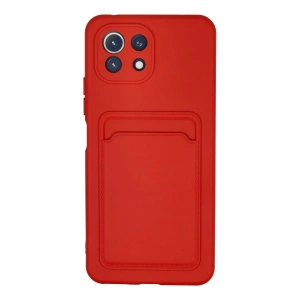 Xiaomi Mi 11 Lite Kılıf Kelvin Kartvizitli Silikon - Kırmızı