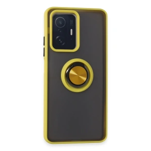 Xiaomi Mi 11t Pro Kılıf Montreal Yüzüklü Silikon Kapak - Sarı