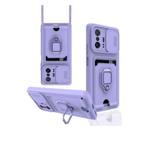 Xiaomi Mi 11t Pro Kılıf Zuma Kartvizitli Yüzüklü Silikon - Lila