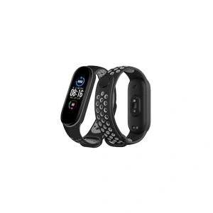 Xiaomi Mi Band 6 Spor Delikli Kordon - Siyah-gri