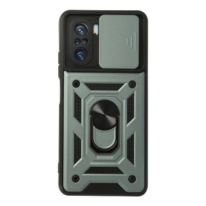 Xiaomi Poco F3 Kılıf Pars Lens Yüzüklü Silikon - Yeşil