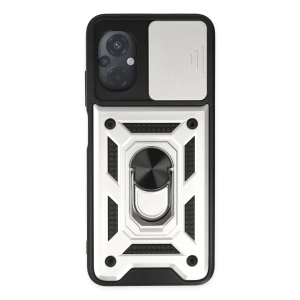 Xiaomi Poco M5 Kılıf Pars Lens Yüzüklü Silikon - Gümüş