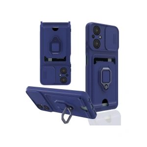 Xiaomi Poco M5 Kılıf Zuma Kartvizitli Yüzüklü Silikon - Lacivert