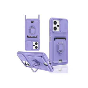 Xiaomi Poco X5 5g Kılıf Zuma Kartvizitli Yüzüklü Silikon - Lila