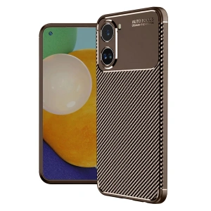 Xiaomi Poco X7 Pro Kılıf Auto Focus Karbon Kapak - Kahverengi