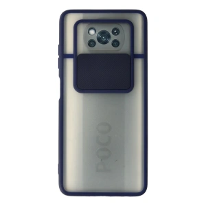 Xiaomi Pocophone X3 Kılıf Palm Buzlu Kamera Sürgülü Silikon - Lacivert