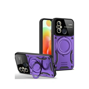 Xiaomi Redmi 12c Kılıf Joy Lens Standlı Kapak - Mor