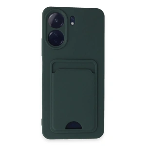 Xiaomi Redmi 13c Kılıf Kelvin Kartvizitli Silikon - Koyu Yeşil