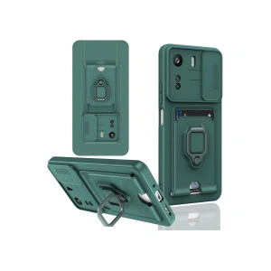 Xiaomi Redmi 13c Kılıf Zuma Kartvizitli Yüzüklü Silikon - Yeşil