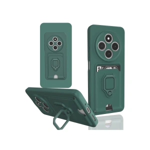 Xiaomi Redmi 14c Kılıf Zuma Kartvizitli Yüzüklü Silikon - Yeşil