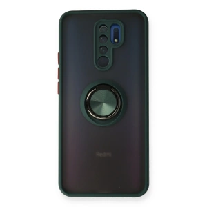 Xiaomi Redmi 9 Kılıf Montreal Yüzüklü Silikon Kapak - Yeşil