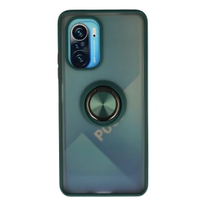 Xiaomi Redmi K40 Kılıf Montreal Yüzüklü Silikon Kapak - Yeşil