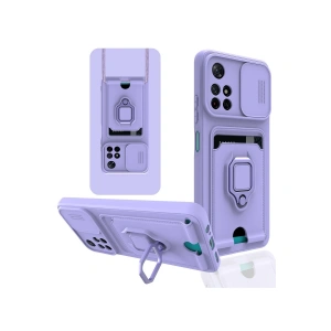 Xiaomi Redmi Note 11t Kılıf Zuma Kartvizitli Yüzüklü Silikon - Lila