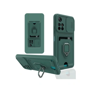 Xiaomi Redmi Note 11t Kılıf Zuma Kartvizitli Yüzüklü Silikon - Yeşil