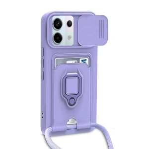 Xiaomi Redmi Note 13 Pro 5g Kılıf Zuma Kartvizitli Yüzüklü Silikon - Lila