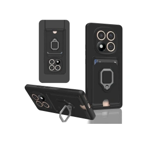 Xiaomi Redmi Note 14 Pro 4g Kılıf Zuma Kartvizitli Yüzüklü Silikon - Siyah