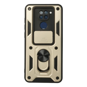 Xiaomi Redmi Note 9 Kılıf Pars Lens Yüzüklü Silikon - Gold