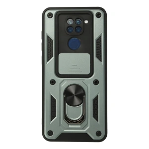 Xiaomi Redmi Note 9 Kılıf Pars Lens Yüzüklü Silikon - Yeşil