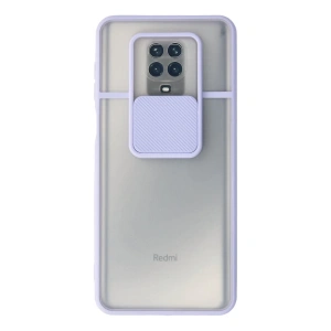 Xiaomi Redmi Note 9 Pro Kılıf Palm Buzlu Kamera Sürgülü Silikon - Lila