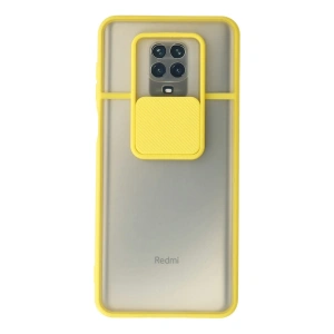 Xiaomi Redmi Note 9 Pro Kılıf Palm Buzlu Kamera Sürgülü Silikon - Sarı