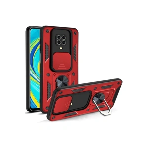 Xiaomi Redmi Note 9 Pro Kılıf Pars Lens Yüzüklü Silikon - Kırmızı