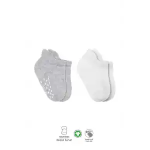 2Li Sneakers Kaymaz Basic Penye Çorap 20103 Gri Beyaz