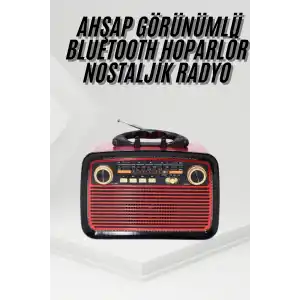 Nostalji Radyo Bluetooth Hoparlör USB-SD Kart Giriş Led Fener Işıklı Bataryalı Pilli