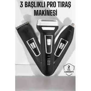3 Başlıklı Profesyonel Tıraş Makinesi