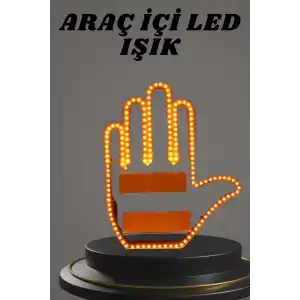 El Orta Parmak Led Kumandalı Araç İçi Reflektör Arka Cam El Simgesi