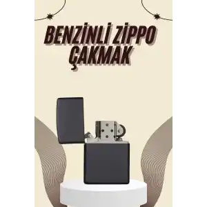 Çakmak Parlak Siyah Zippo Benzinli Çakmak Cep Boy Doldurulabilir