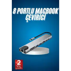 8 Port Çoklayıcı Macbook Ile Uyumlu Çoğaltıcı Type-C dönüştürücü TF SD kart